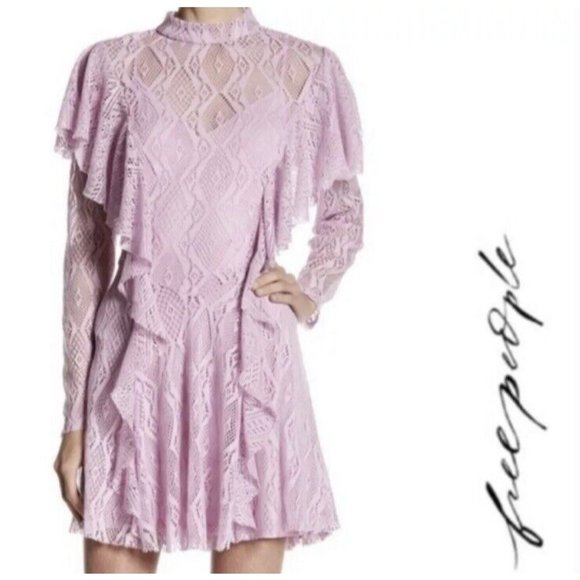 Free People Purple Wisteria Rock Candy Lace Dress Size Small S New NWT RARE HTF - Picture 4 of 6